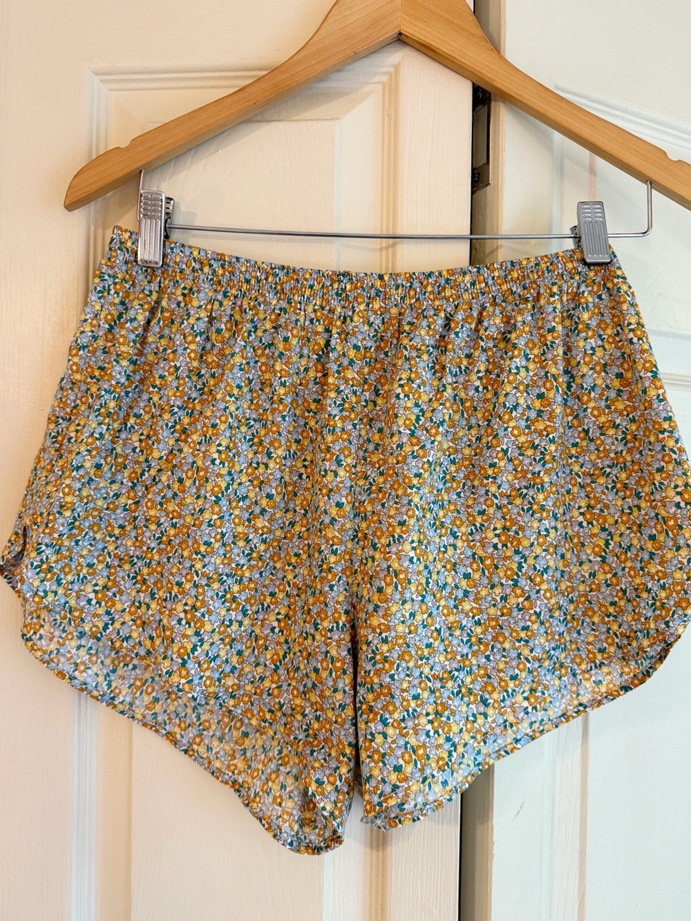 Floral Print Women’s Shorts - Yellow Floral 100% Cotton